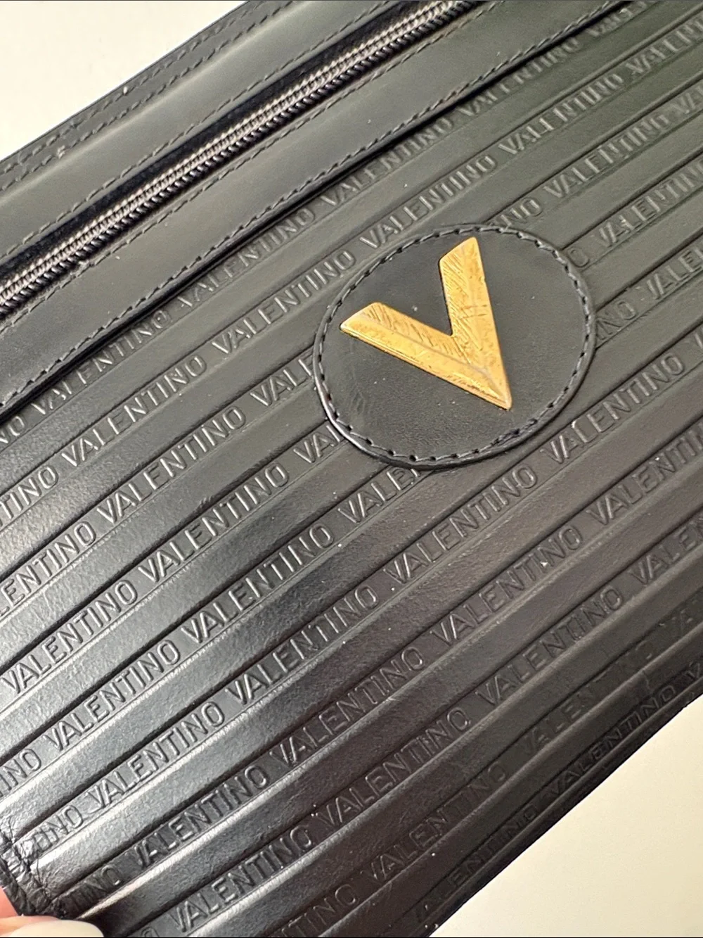 Authentic Valentino Black Embossed Clutch